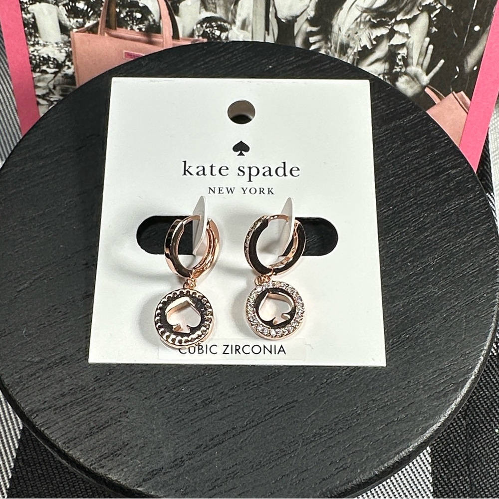 KATE SPADE EARRINGS ROSE GOLD “SPOT THE SPADE” NEW!